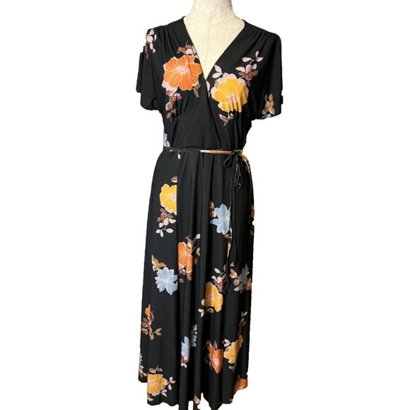 French Connection Dress 4 Small Eso Shikoku Spaced Short Sleeve Maxi Washable - Picture 1 of 6